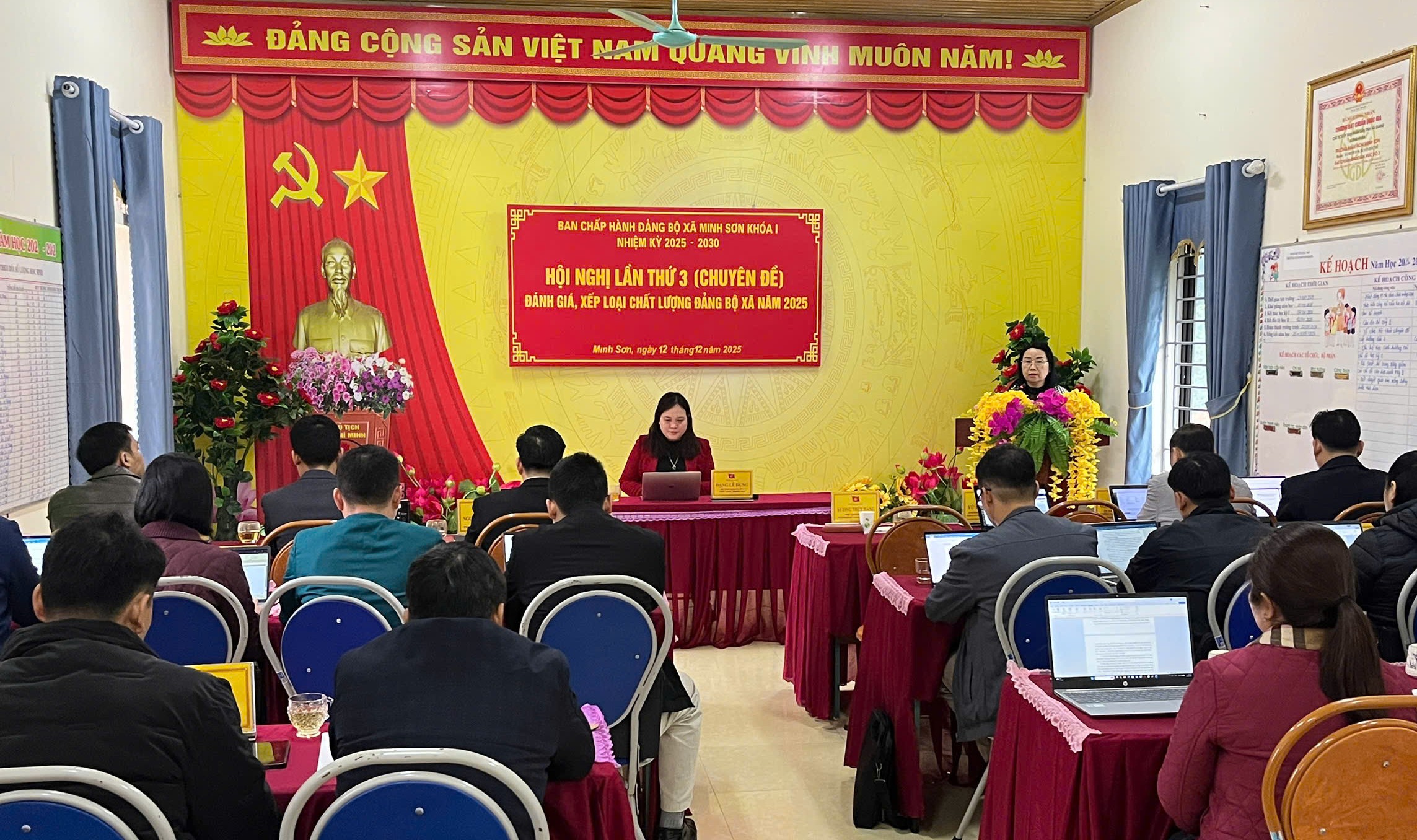 Lãnh đạo Ban Tuyên giáo và Dân vận Tỉnh uỷ dự Hội nghị đánh giá, xếp loại chất lượng Đảng bộ xã Minh Sơn năm 2025