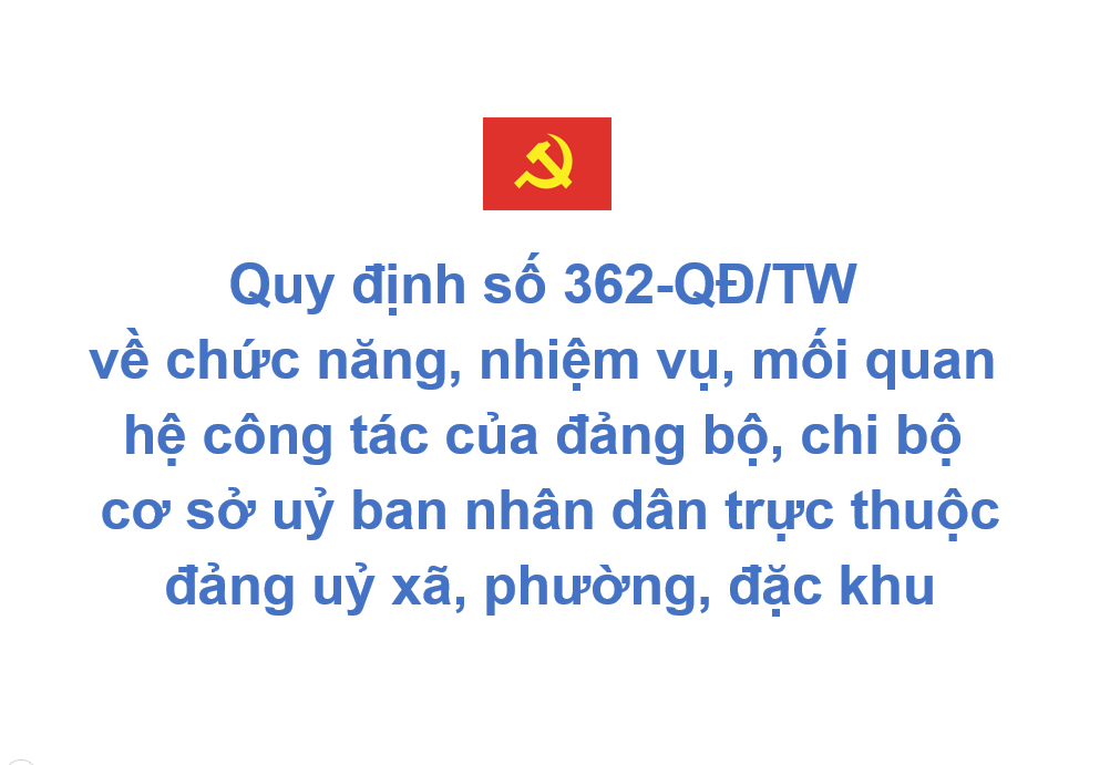 Quy định số 362-QĐ/TW ngày 30/8/2025 của Ban Bí thư về chức năng, nhiệm vụ, mối quan hệ công tác của đảng bộ, chi bộ cơ sở uỷ ban nhân dân trực thuộc đảng uỷ xã, phường, đặc khu